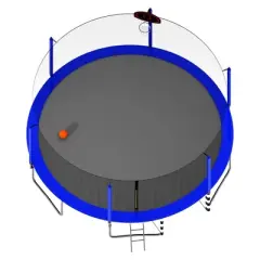 GDFStudio Bright Outdoor/Indoor Steel Ladder 16FT Round Trampoline with Enclosure and Soccer Goal