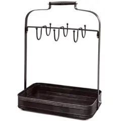 The Lakeside Collection Farmhouse Coffee Mug Rack Tray Kitchen Organizer Decor Black