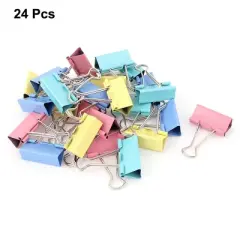 Unique Bargains Office Metal Document Organize Stationery Binder Clips 24 Pcs