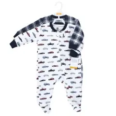 Hudson Baby Infant Boy Premium Quilted Zipper Sleep and Play, Cars