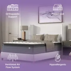 PAGED Mattress 14 Inch Hybrid Pillow Top Mattress with Low Motion Transfer for Pressure Relief