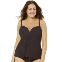 Swimsuits for All Women&rsquo;s Plus Size Faux Flyaway Crochet Underwire Tankini Top