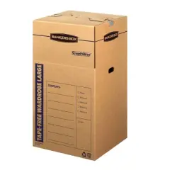 Fellowes Bankers Box 3pk SmoothMove Tape-Free Wardrobe Boxes Large 24.38"x24.38"x40.25": Corrugated Paper, No Assembly Required
