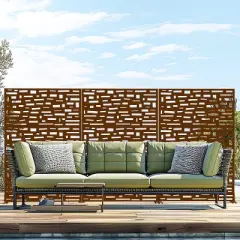 PexFix 72 in. H x 47 in. W Outdoor Metal Privacy Screen Garden Fence Bricks Pattern Wall Applique in Brown