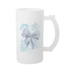 Elanze Designs Freezable Beer Stein Mug With Thumb Grip Handle, 16 Ounce Frosted Glass, Mrs. Bow