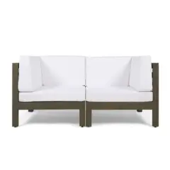 DSVIMOY LoveSeat Set, 2-Piece Love Seat Set, Two Sectiona with Single Arm for Patio, Lawn, White, 60.5"*30.25"*26.5"