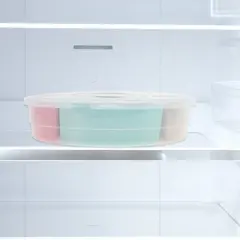 Unique Bargains Round Fridge Food Storage Containers 5 Compartment White Transparent 1 Set