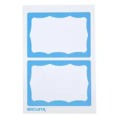 SICURIX Adhesive Badges, Blue Border, 100 Per Pack, 6 Packs