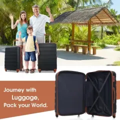 KWPZQEB Hardshell Luggage Sets 4 Pieces with TSA Lock & Handbag,Lightweight Luggage Travel Set with Spinner & 8 Luggage Storage Bags,16"+20"+24"+28"IN