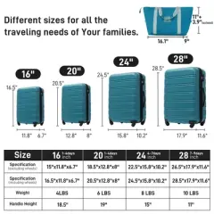 MOEPISY Luggage Sets 4 pcs with Bag Spinner Suitcase with TSA Lock Lightweight Luggages, Blue