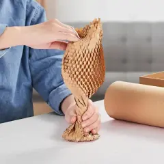 Attop Honeycomb Packing Paper, 15"x 213' Bubble Packing Wrap Wrapping Roll With 20 Fragile Sticker Labels