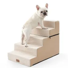 5-Tier Widened Support Pet Stairs, Non-Slip Foldable Dog Steps for Bed & Couch with Removable Cover