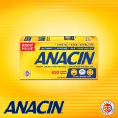 Anacin Pain Relief Aspirin Tablets, 100 ct