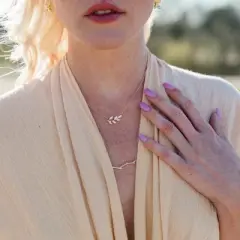 Sanctuary Project by sanctuaire Dainty Olive Branch Necklace Rose Gold