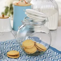 Gibson Home 1.9qt Glass Canister with Decorated Ceramic Lid