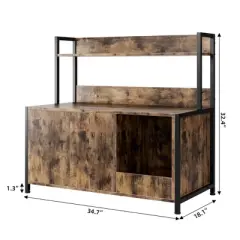 Litter Box Enclosure, Cat Litter Box Furniture with Removable Divider, Large Hidden Litter Box Furniture, Rustic Brown