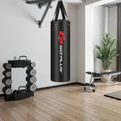 Costway 4-In-1 Hanging Punching Bag Set Unfilled Kick Boxing Heavy Bag with Gloves