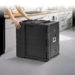 VEVOR Insulated Food Pan Carrier, 82 Qt Hot Box for Catering, LLDPE Food Box Carrier with Double Buckles, Front Loading Food Warmer, Black