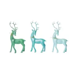 Transpac Small Metallic Reindeer Decor Set of 3 Christmas Home Decorations Polyester Decorative Objects