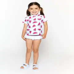 Andy & Evan Toddler Girl'S Rashguard Set Blue, Size 2T