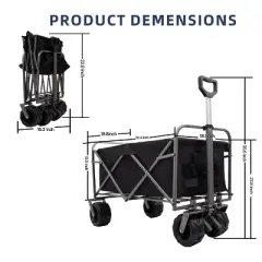 Folding Wagon, Heavy Duty Utility Beach Wagon Cart for Sand