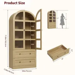 Garvee 71.8 Tall Farmhouse Kitchen Pantry, Arched Wood Kitchen Storage Cabinets with 2 Large Drawers, Easy Assembly, Peer Wood