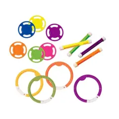 Swim Central 3-in-1 Underwater Swimming Pool Diving Discs, Sticks and Rings Game Set - Yellow/Orange