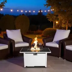 43" Metal Rectangular Fire Pit, Outdoor Patio Heating Table