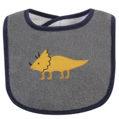 Hudson Baby Infant Boy Cotton Terry Bib and Burp Cloth Set 5pk, Messysaurus, One Size