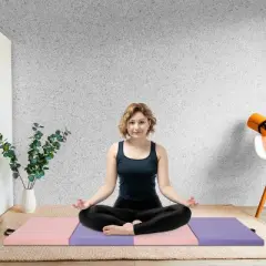 BestMassage Folding 4-Panel Mat Gymnastics Mat PU Leather Tumbling Mat with Carrying Handles