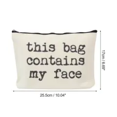Unique Bargains Durable Letter Slogan Print Makeup Bag Beige 1 Pc