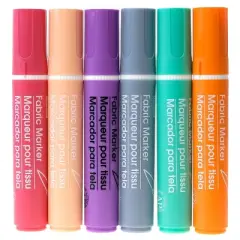 Fabric Brush Markers 6ct Marvy Uchida -Pastel: Non-Toxic, Fine & Bold Tips, School Supplies for Kids, Ages 12+