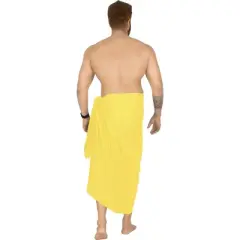 LA LEELA Men's Casual Vacation Pareo Sarong Wrap One Size Yellow Solid