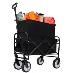 HTUTWOO Collapsible Folding Duty Utility Cart Wagon,Outdoor Garden Wagon Cart with All-Terrain Wheels,for Camping 225 lbs Weight Capacity