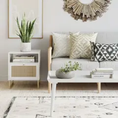 22" Mina Rattan and Wood Nightstand Side Table - Nathan James