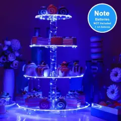 Four-Tier Acrylic Cupcake Stand, Large Cupcake Tray + LED String Lights Top Choice for Wedding & Birthday Party Decorations