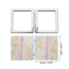 Unique Bargains Hand-painted Oil Painting Makeup Mirror Pink Purple 1 Pc