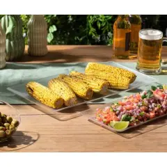 Posh Setting 9 x 17 Inch Rectangle Clear Plastic Serving Tray - 5 pack