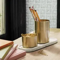 Modular Desk Org Marble Tray and Metal Cups Set - Threshold&trade;