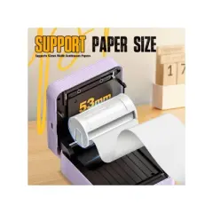 Nelko PM230 Portable Bluetooth Sticker Printer Purple with 2pk 54mmx3.5m White Rolls