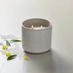 2-Wick Ribbed Ceramic Salt Jar Candle Light Gray 12oz - Hearth & Hand&trade; with Magnolia: Soy & Paraffin Wax, Sea Salt Scent