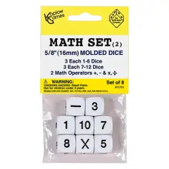 Koplow Games Whole Number Dice Set, 8 Per Pack, 6 Packs