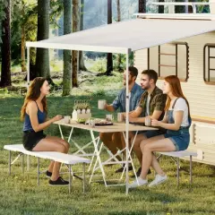 2-Pack 6ft Plastic Folding Bench &ndash; Portable Outdoor Bench for Picnics, Camping & Sports, Waterproof HDPE, Easy-Carry Handle, White