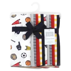 Hudson Baby Infant Boy Cotton Flannel Burp Cloths Bundle, Sports Fan, One Size