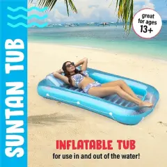 Inflatable Tanning Pool Lounge Float | Tanning Pool Float | Personal Pool Lounger | Tanning Pool with Pillow | Inflatable Tanning