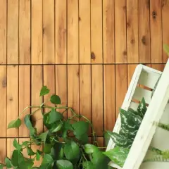 Courtyard Casual Acacia Deck Tiles in Teak Color Straight Boards Pack of 9