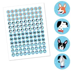 Big Dot of Happiness Pawty Like a Puppy - Dog Baby Shower or Birthday Party Round Candy Sticker Favors - Labels Fits Chocolate Candy (1 sheet of 108)