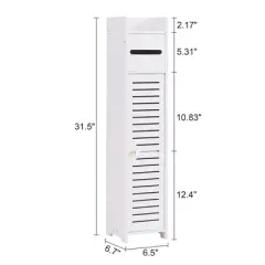 VECELO Bathroom Corner Shelf Storage, Waterproof Corner Cabinet with Toilet Paper Roll, Narrow Storage Organizer for Small Spaces, White