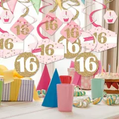 Big Dot of Happiness Sweet 16 - 16th Birthday Party Hanging Decor - Party Decoration Swirls - Set of 40