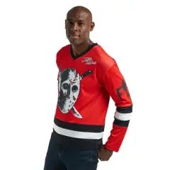Friday The 13th Jason Mask Long Sleeve Men's Colorblock Cosplay Hockey Jersey